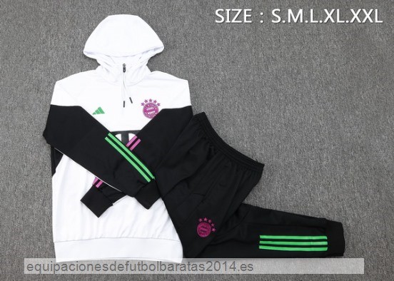 Nuevo Conjunto Completo Chaqueta Con Capucha Bayern Munich 23/24 Blanco Negro Baratas